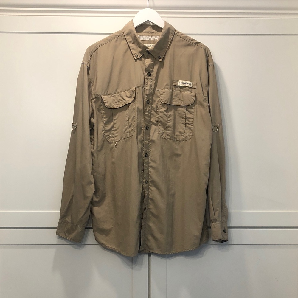 Magellan Outdoors Men's Long Sleeve Button-Down Shirt - Tan